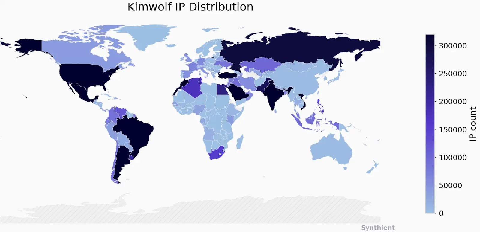 Διανομή διευθύνσεων IP KimWolf (Πηγή - Pulsedive)
